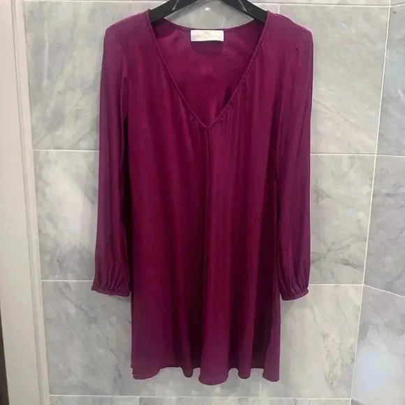 Amanda Uprichard Burgundy Julianna Long Sleeve Mini Dress Size Petite Xsmall - Picture 8 of 10